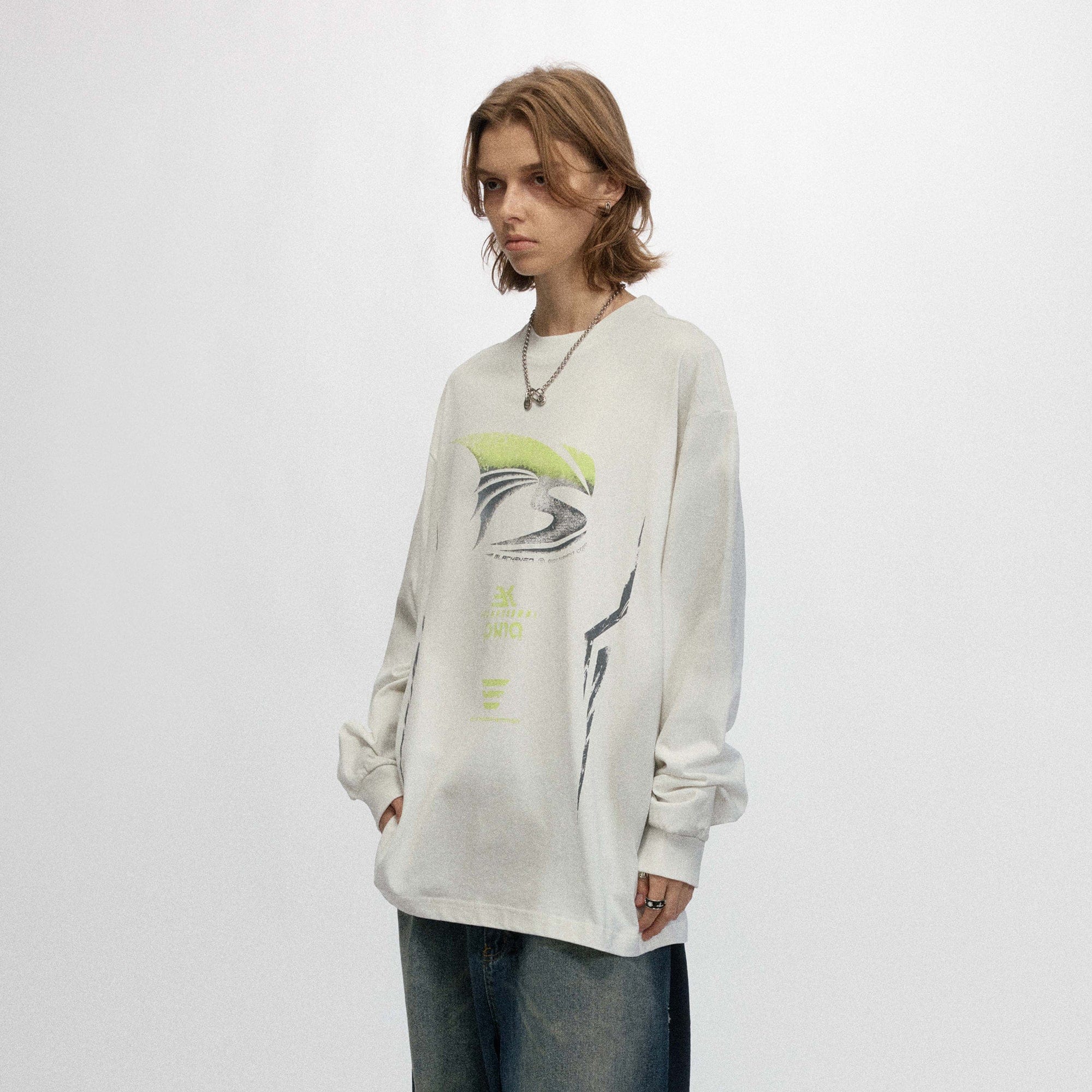 OVDY Faded Racing Graphics Long-Sleeve Tee-L/S Tee-S-White-Free Shipping Leatheretro
