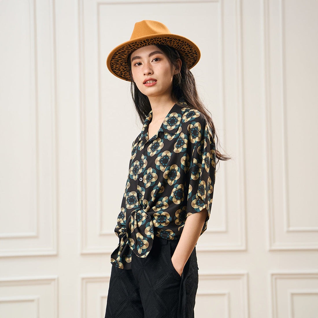 EPIC POETRY Geometric Floral Cuban Shirt-Half shirt-S-Free Shipping Leatheretro