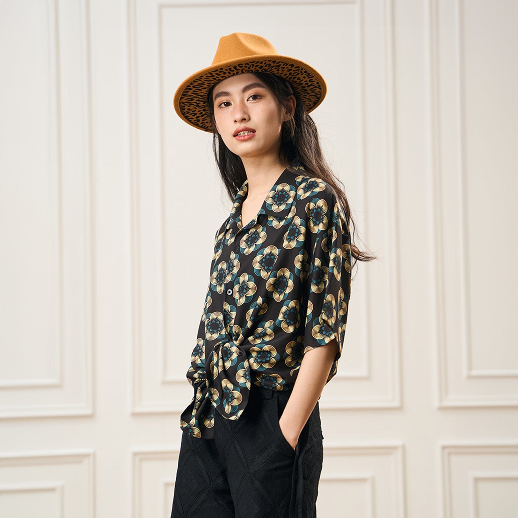 EPIC POETRY Geometric Floral Cuban Shirt-Half shirt-S-Free Shipping Leatheretro