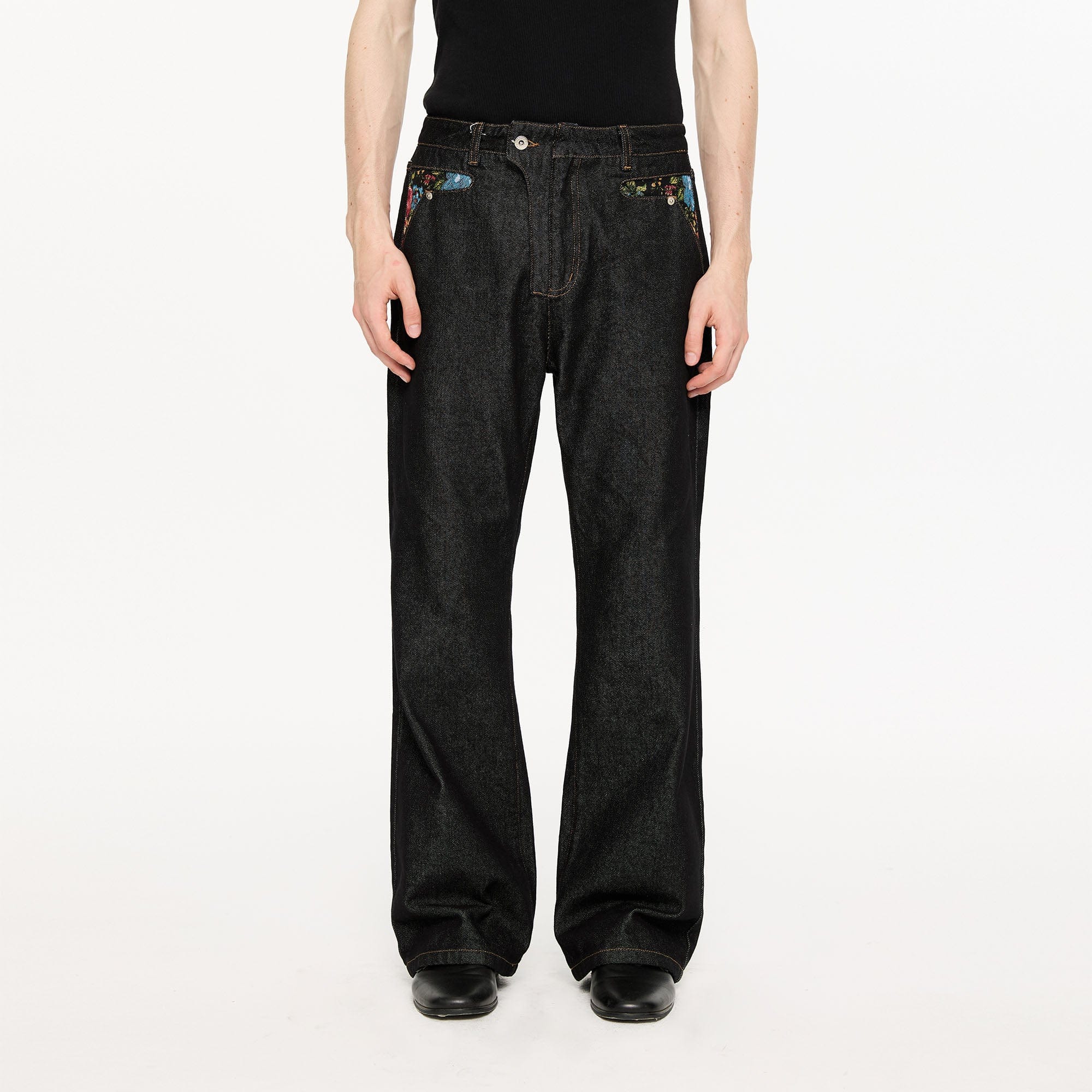 KREATE Floral Lined Stitched Jeans-Jeans-S-Free Shipping Leatheretro