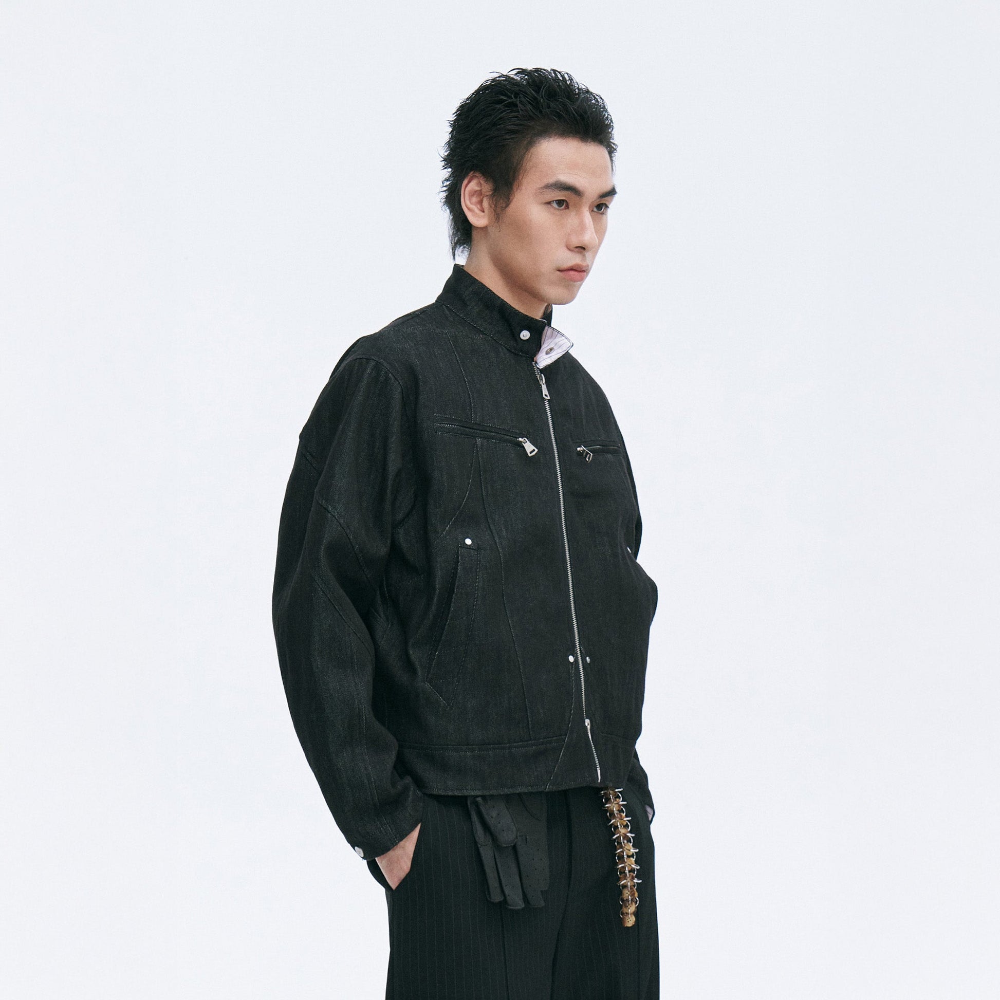 CATSSTAC Essential Harrington Raw Denim Jacket-Jacket-S (Preorder)-White-Free Shipping Leatheretro