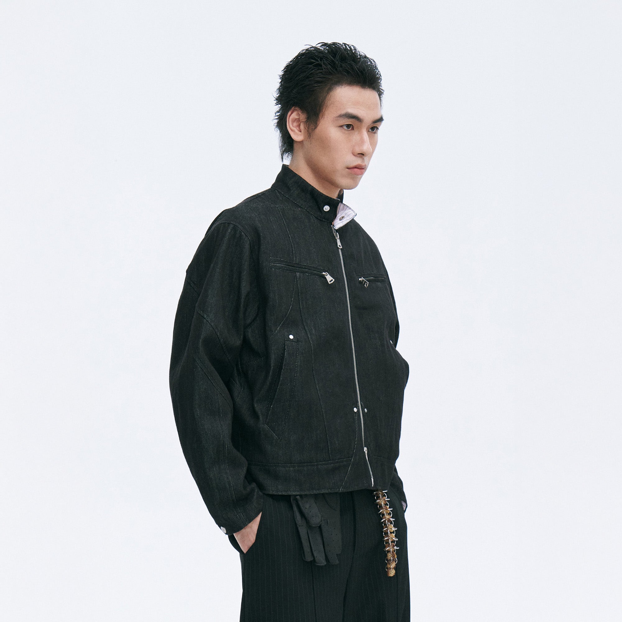 CATSSTAC Essential Harrington Raw Denim Jacket-Jacket-S (Preorder)-White-Free Shipping Leatheretro