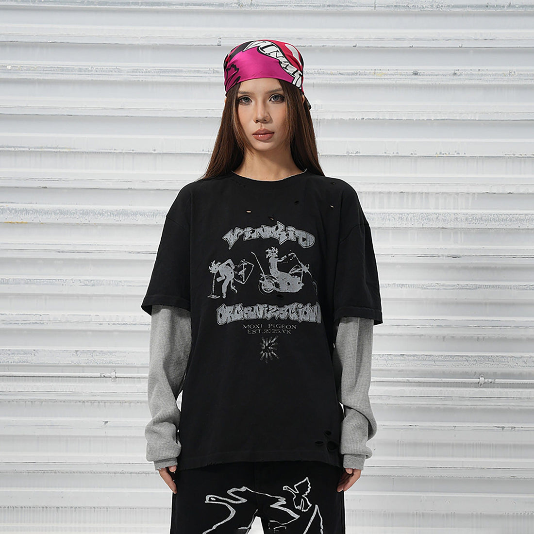 VINKID Stacked Sleeve Graphic Long-Sleeve Tee-L/S Tee-S-Free Shipping Leatheretro