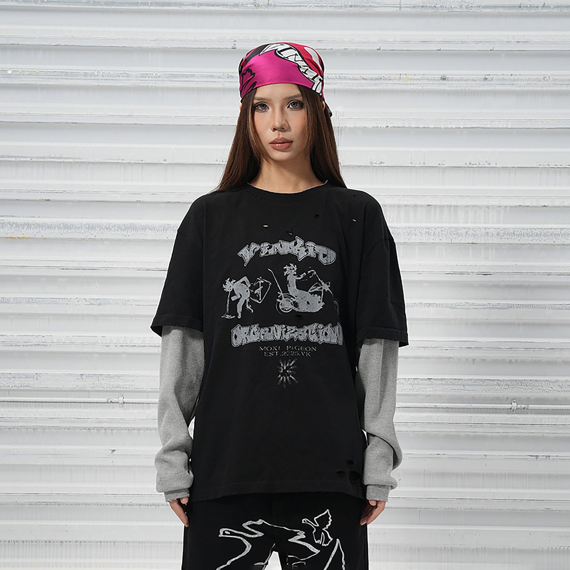 VINKID Stacked Sleeve Graphic Long-Sleeve Tee-L/S Tee-S-Free Shipping Leatheretro