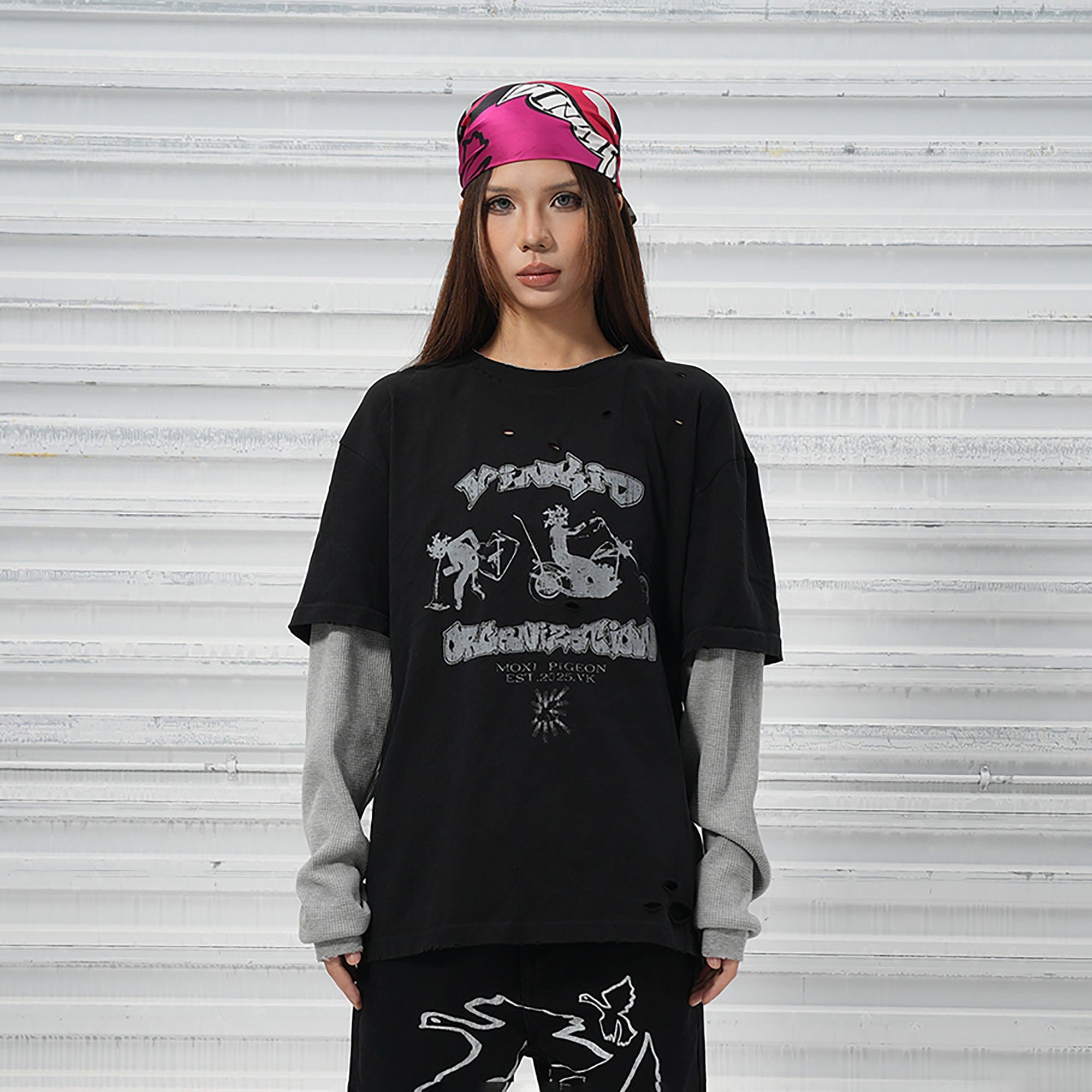 VINKID Stacked Sleeve Graphic Long-Sleeve Tee-L/S Tee-S-Free Shipping Leatheretro