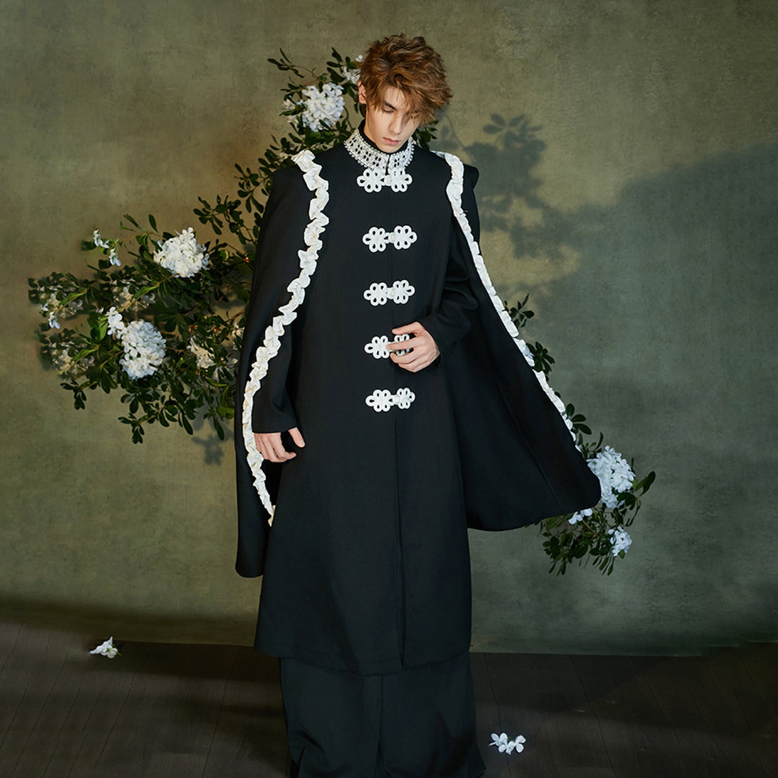 JIECHI Knot Button Draped Cloak Blazer-Jacket-M (Preorder)-Free Shipping Leatheretro