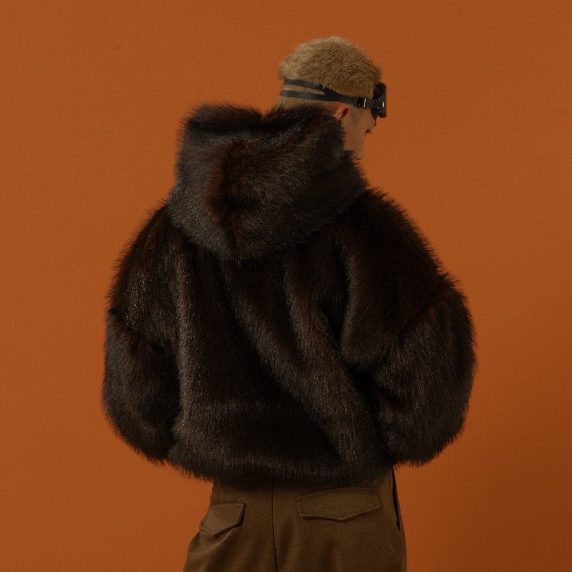 CLP Retro Faux Fur Zip-Up Hooded Jacket-Jacket-S-Black-Free Shipping Leatheretro