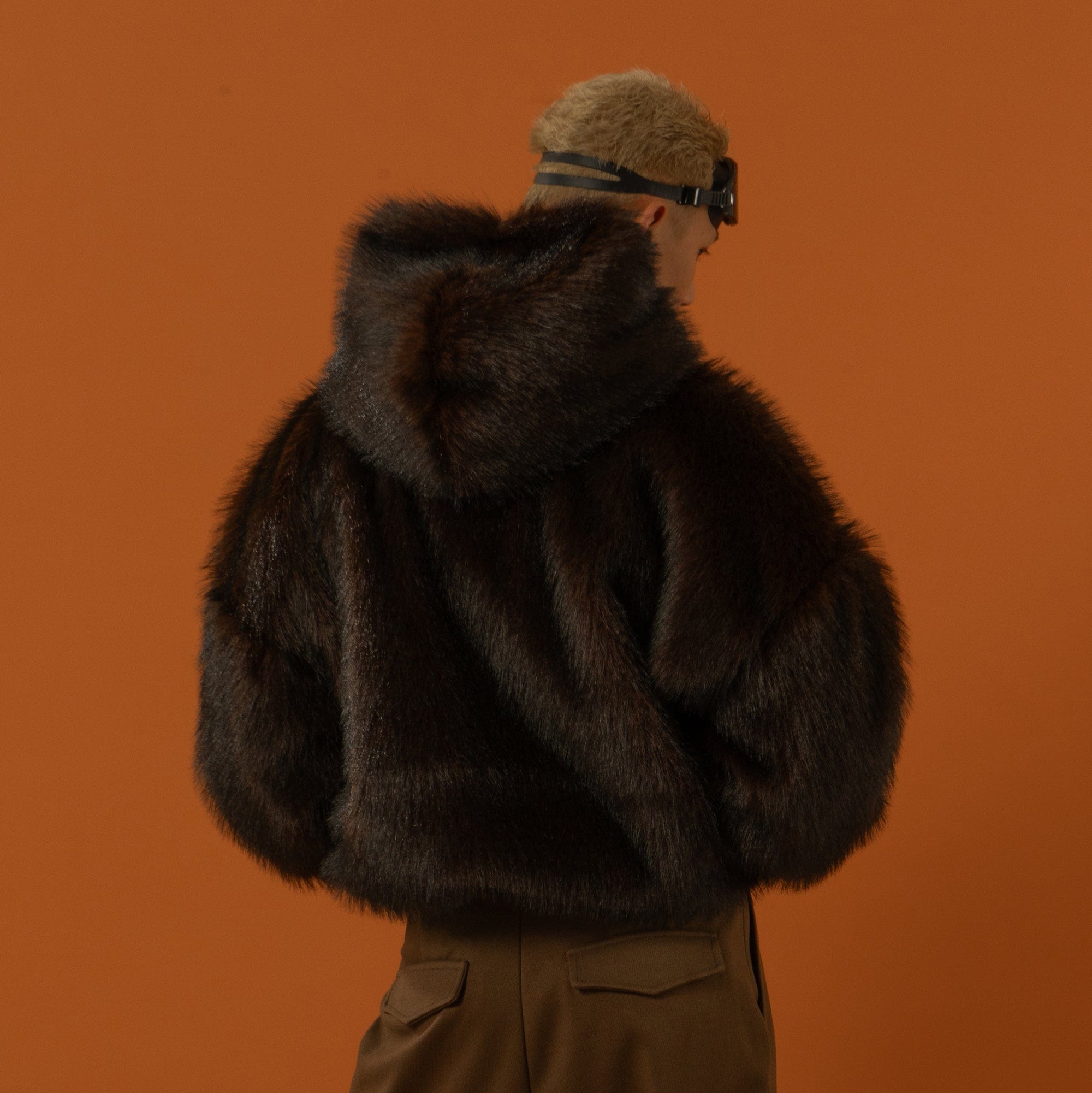 CLP Retro Faux Fur Zip-Up Hooded Jacket-Jacket-S-Black-Free Shipping Leatheretro