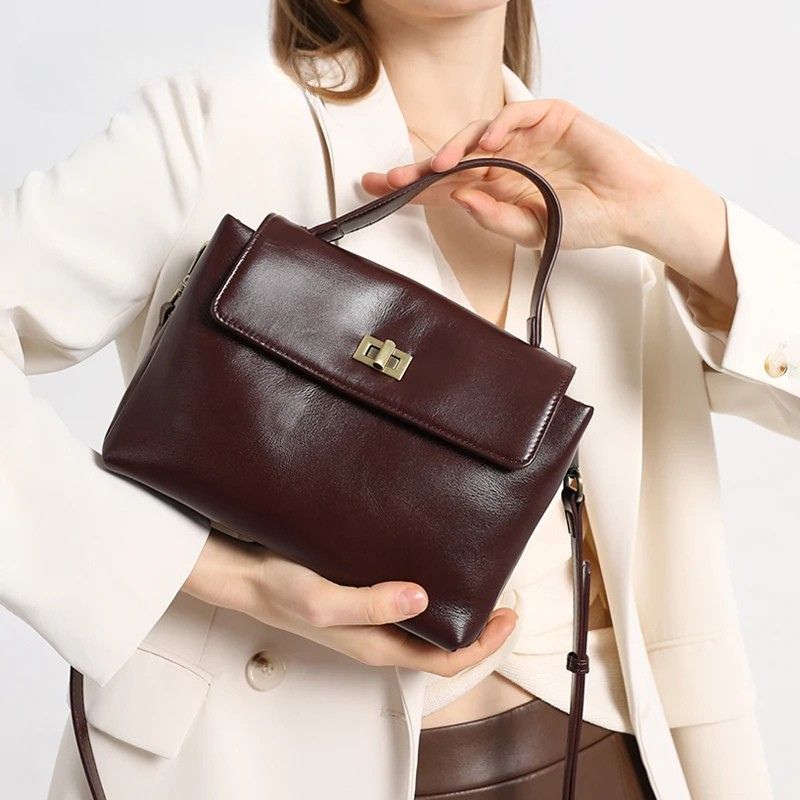 Leather Handbag Fashion Crossbody Bags-Handbags-Brown-Free Shipping Leatheretro