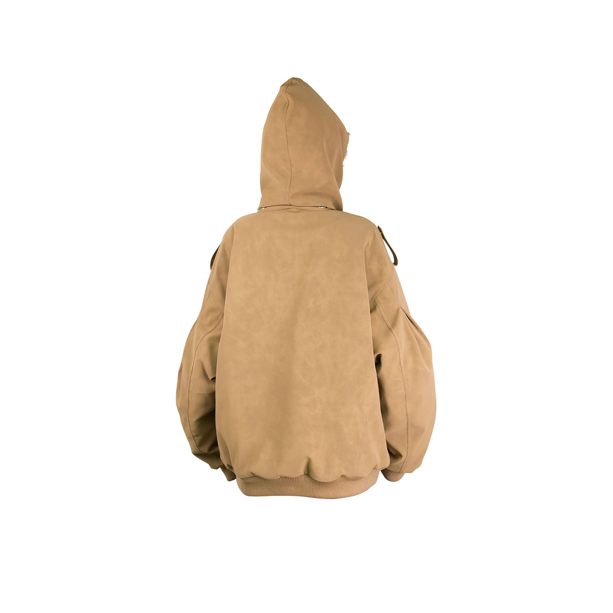 RELABEL Detachable Plush Scarf Hooded Suede Jacket Brown-Jacket-XS (Preorder)-Free Shipping Leatheretro