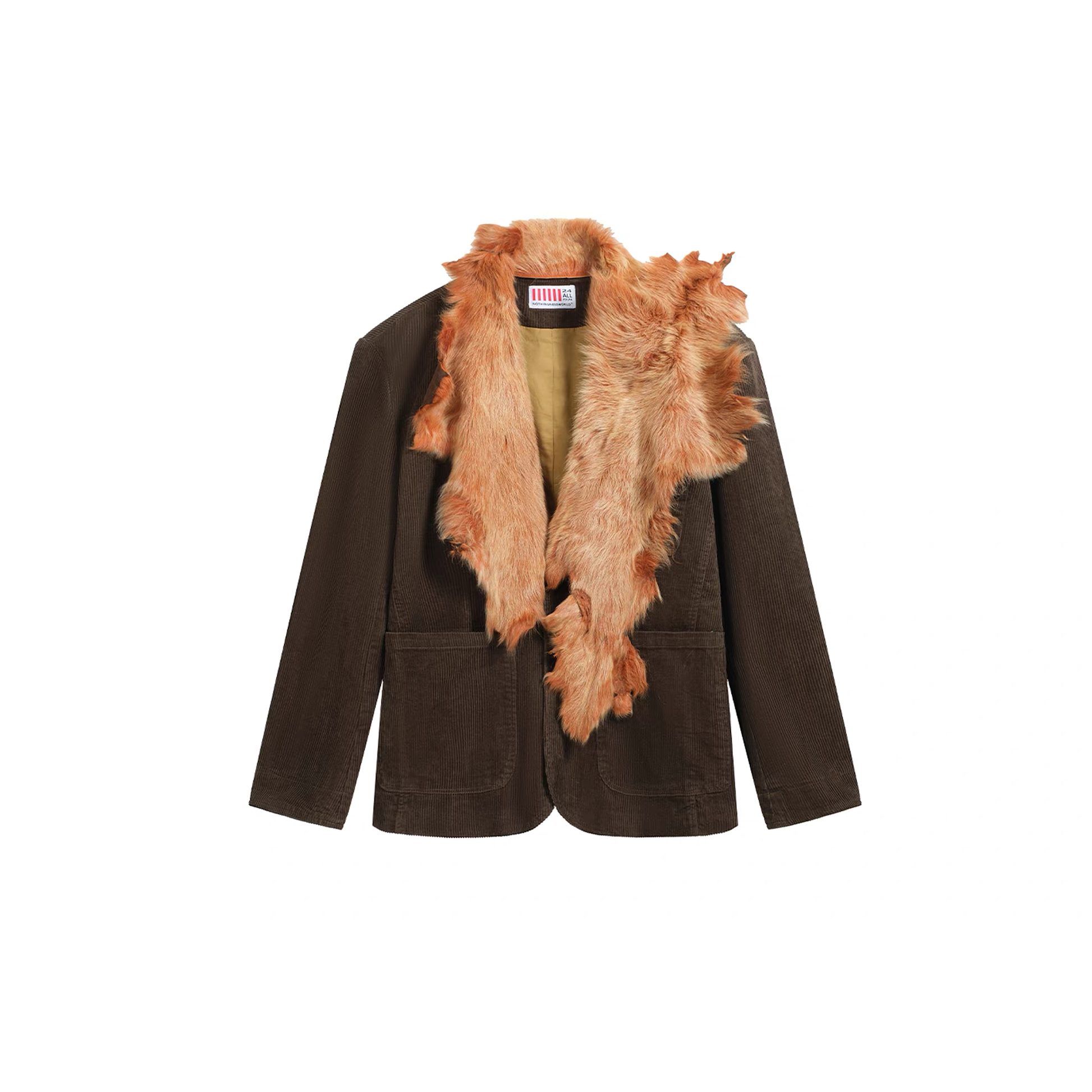 NOTHINGNESS WORLD Faux Fur Lapel Corduroy Blazer Jacket-Jacket-S (Preorder)-Free Shipping Leatheretro