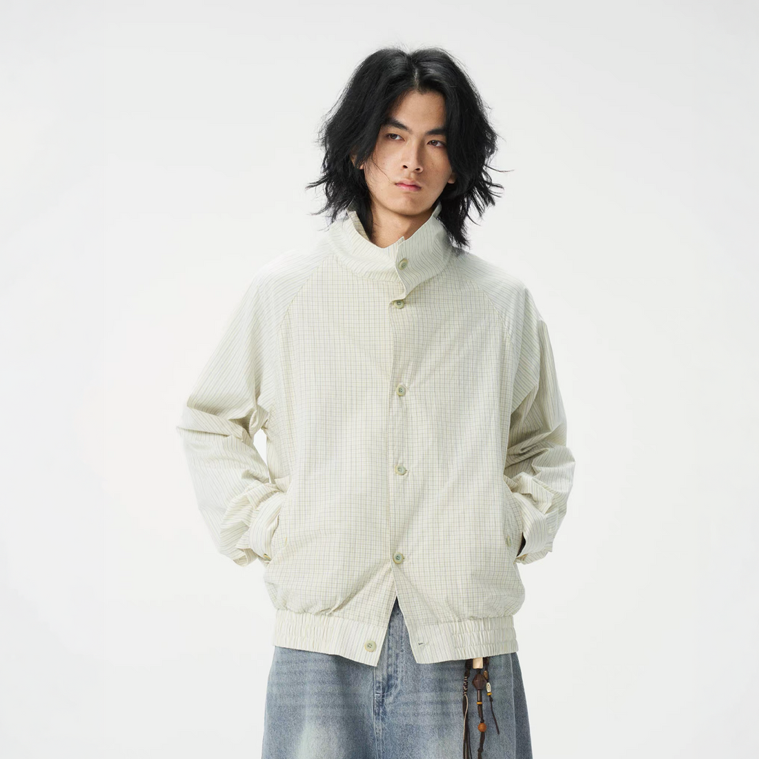 GONGHE REPUB Patchwork Stripe-Check Lightweight Jacket-Jacket-S-Free Shipping Leatheretro