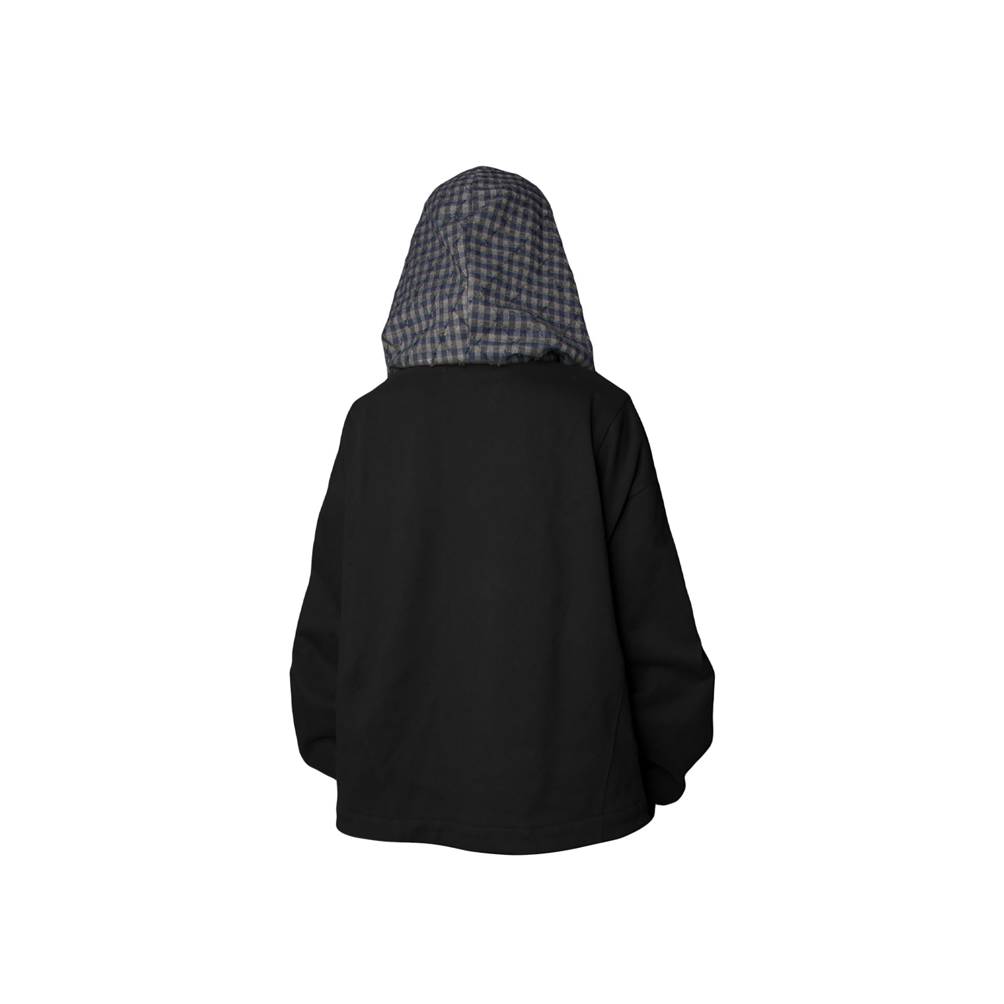 RELABEL Detachable Plaid Hood Jacket Black-Jacket-XS (Preorder)-Free Shipping Leatheretro