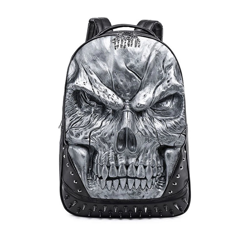 Steampunk 3D Skull Backpack | Punk Rivet PU Leather Laptop Bag-Backpacks-Black-Free Shipping Leatheretro