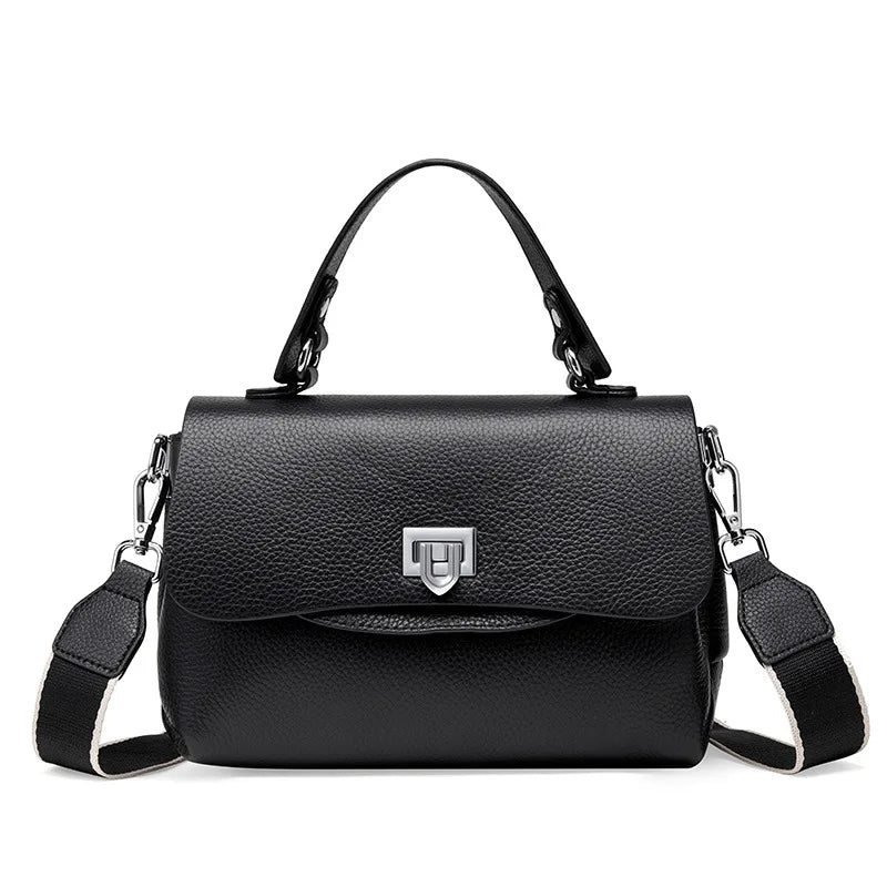 Women's Genuine Leather Crossbody Handbag – Luxury Top-Handle Purse-Handbags-Black-Free Shipping Leatheretro