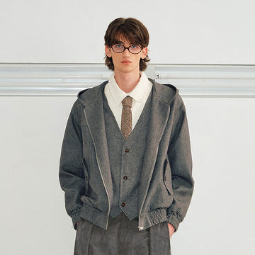 KREATE Layered Hooded Jacket-Jacket-S-Free Shipping Leatheretro