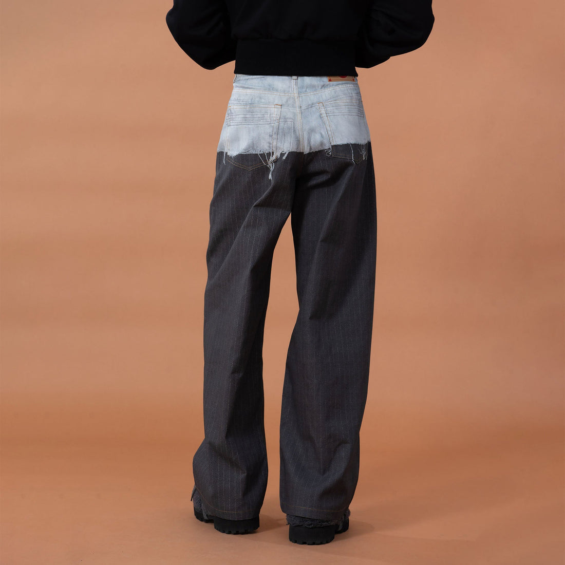 CLP Denim-Waist Pinstripe Straight-Leg Pants-Pants-M (Preorder)-Free Shipping Leatheretro
