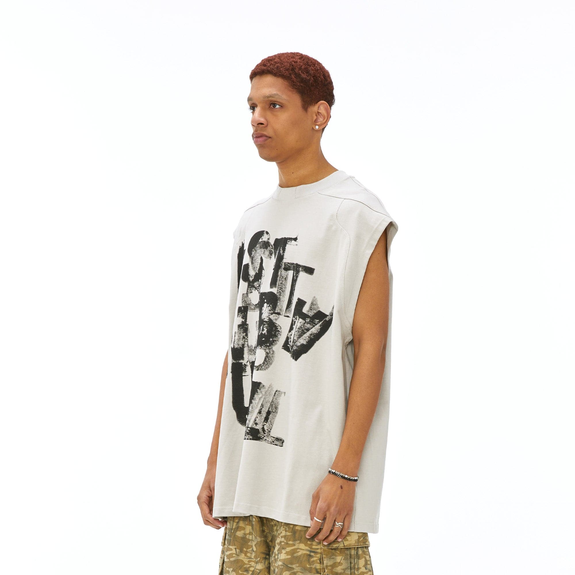 VANN VALRENCE Slogan Graphic Oversized Sleeveless Tee-T Shirt-XS-Free Shipping Leatheretro
