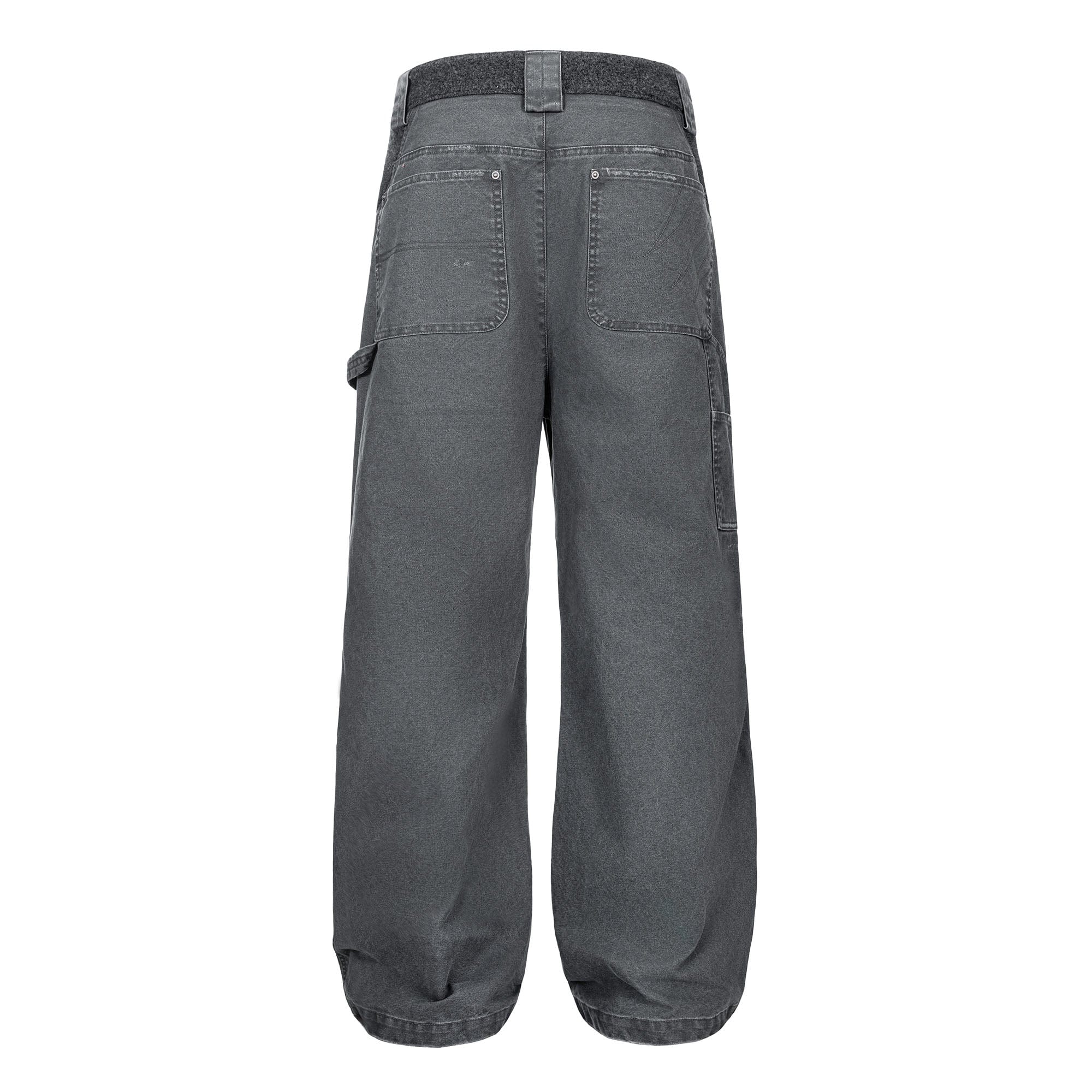 ESAIAS Claw Washed Panel Straight-Leg Pants-Pants-S-Free Shipping Leatheretro