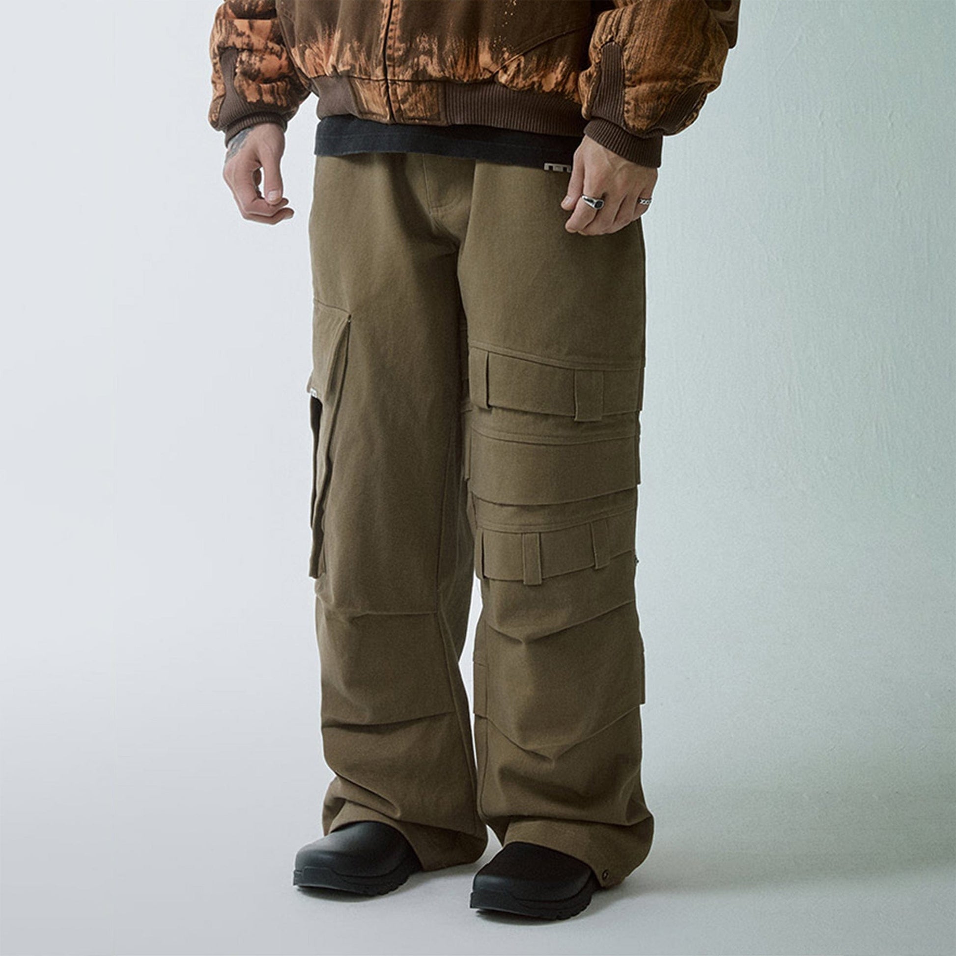 F2CE Asymmetrical Crinkled Cargo Pants-Pants-S-Free Shipping Leatheretro