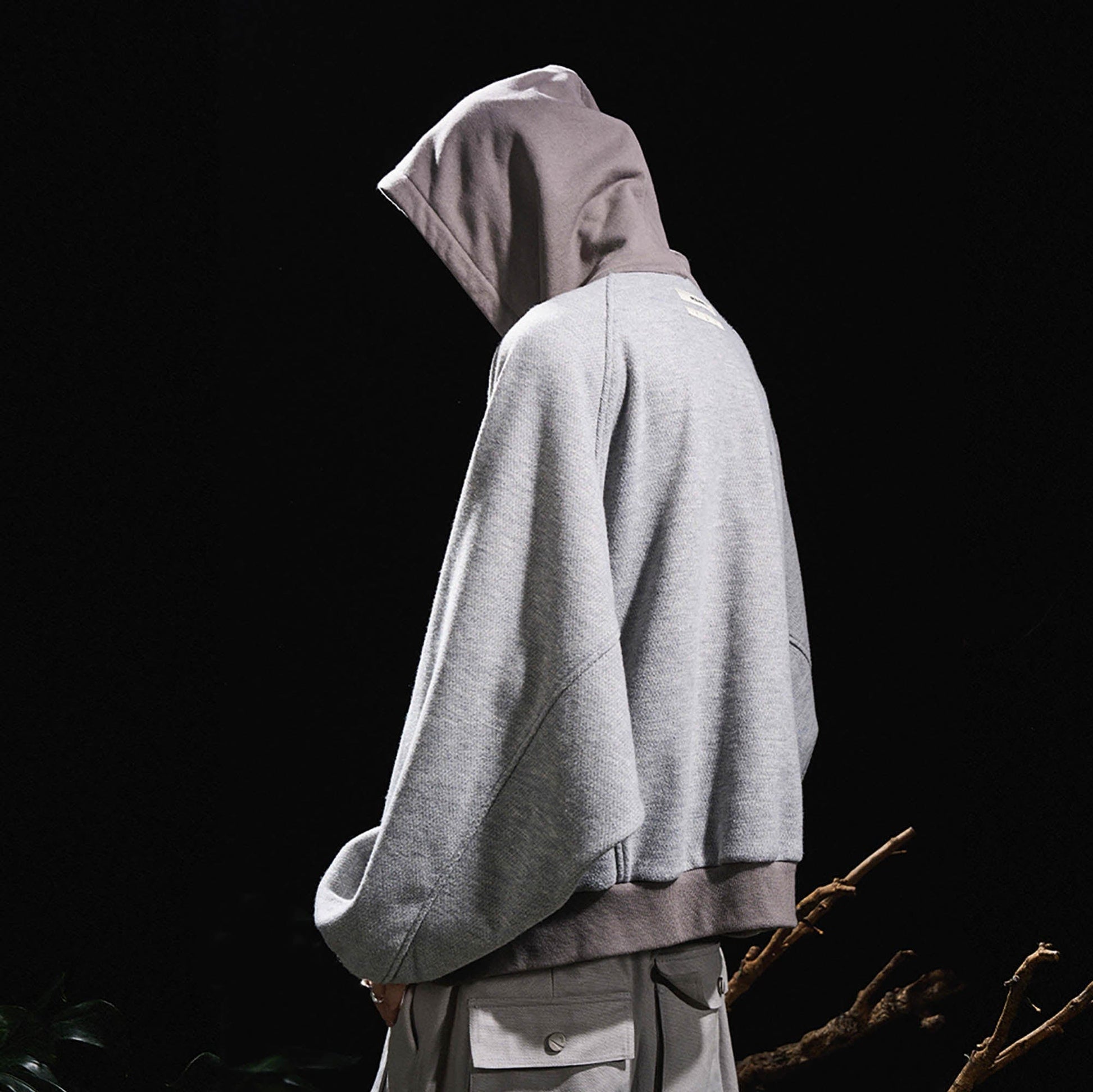 RELABEL Spliced Batwing Oversized Zip-Up Hoodie-Jacket-XS-Free Shipping Leatheretro