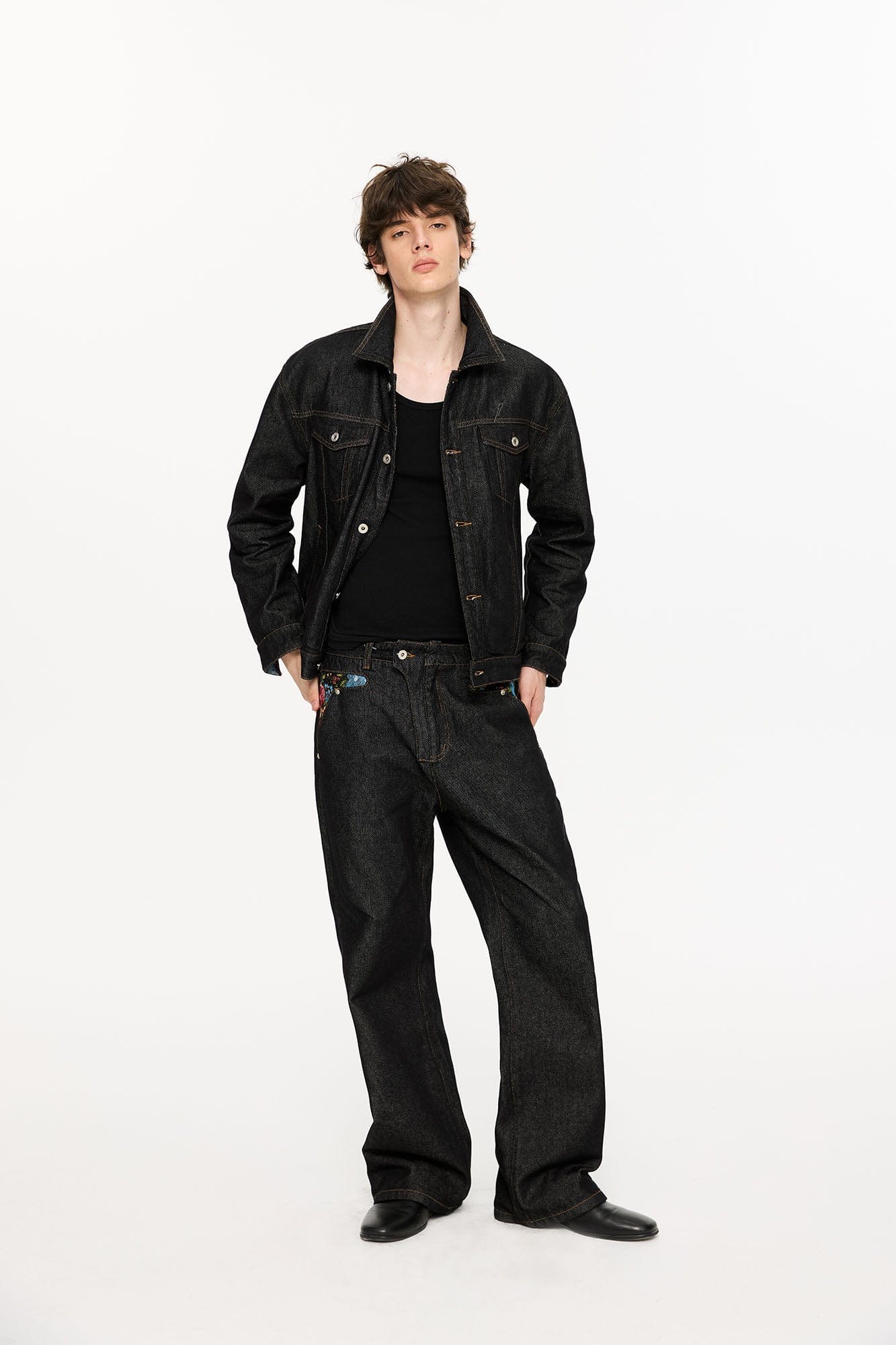 KREATE Floral Lined Stitched Denim Jacket-Jacket-S-Free Shipping Leatheretro