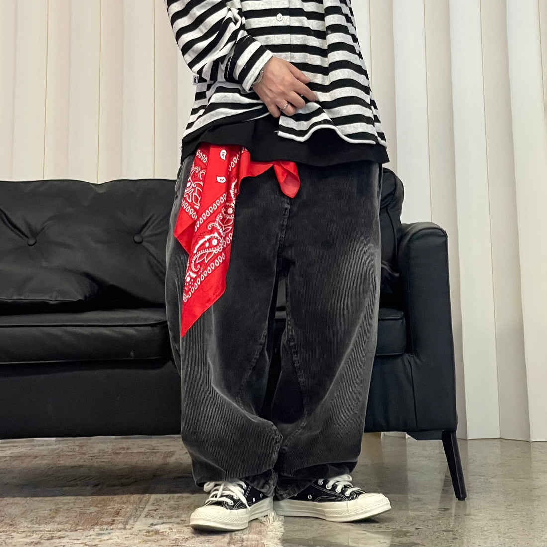 ME DA IGUAL Washed Corduroy Wide-Leg Pants-Pants-M-Free Shipping Leatheretro