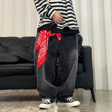 ME DA IGUAL Washed Corduroy Wide-Leg Pants-Pants-M-Free Shipping Leatheretro
