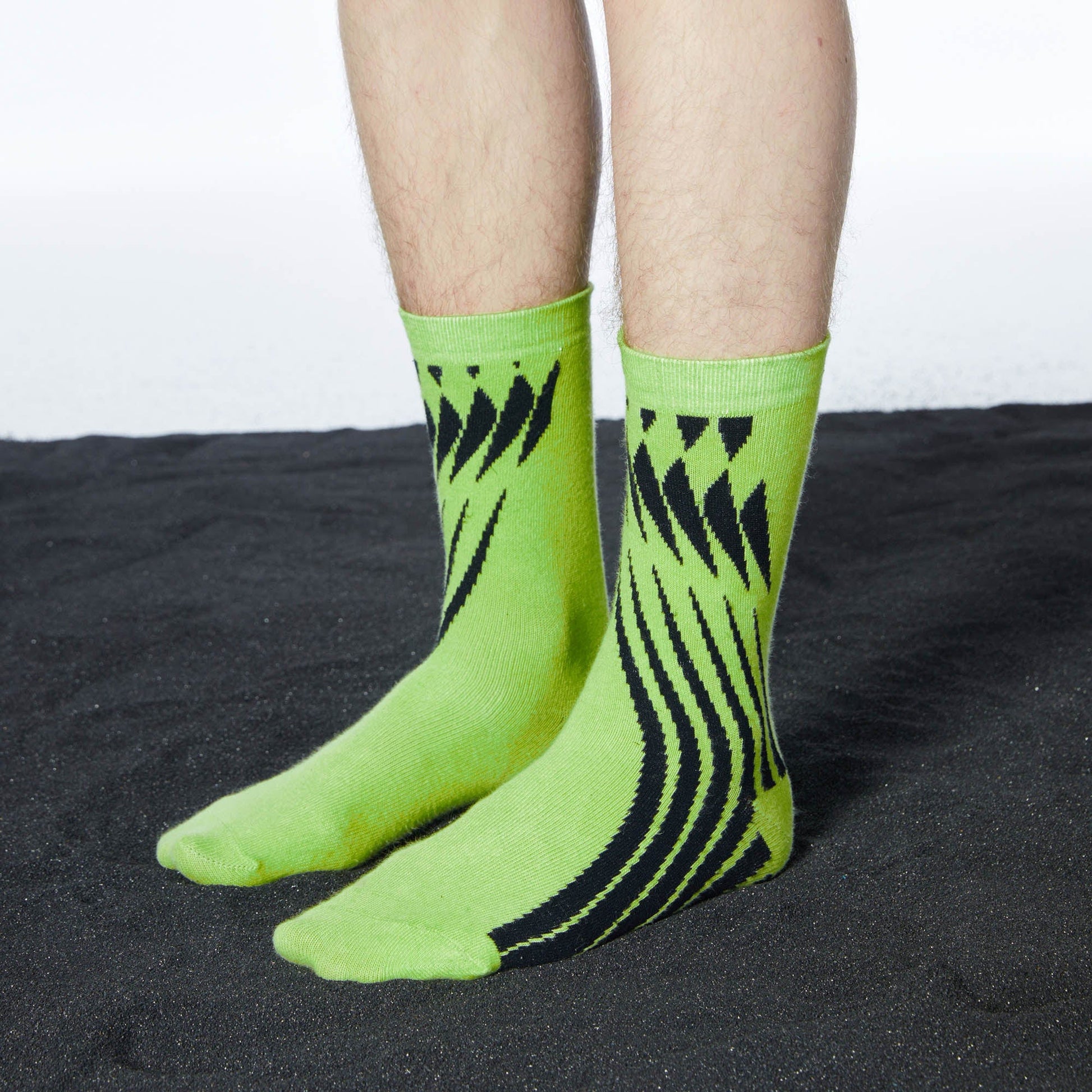 LOSTNFOUND Geometric Crew Socks Green-Socks-One Size-Free Shipping Leatheretro