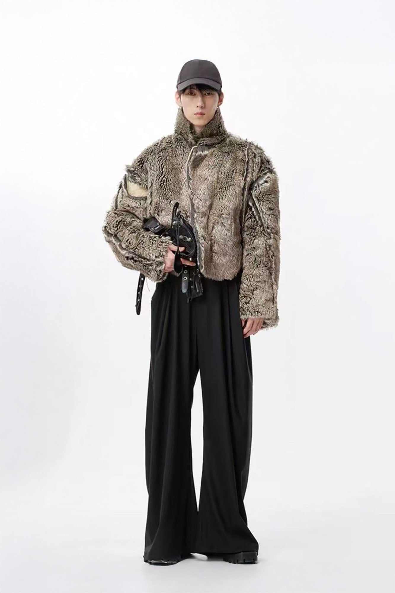 TUIMU Reversible Faux Fur Cropped Jacket-Jacket-S-Free Shipping Leatheretro
