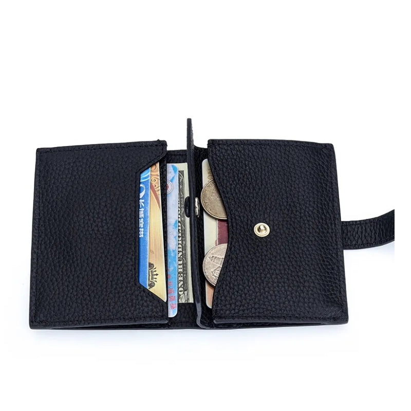 Luxury Design Genuine Leather Small Wallet-Wallets & Money Clips-Black-Free Shipping Leatheretro