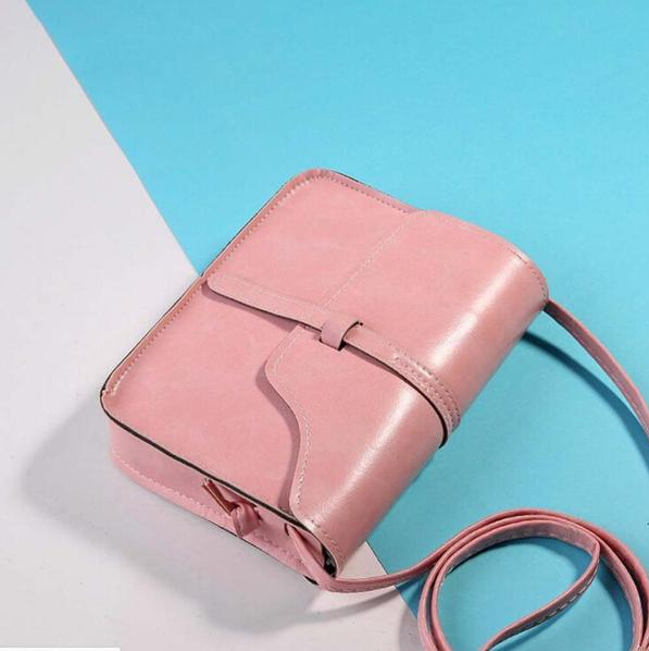 Vintage Leather Crossbody Shoulder Bag - Retro Minimalist Messenger Bags-Shoulder Bag-Pink-Free Shipping Leatheretro