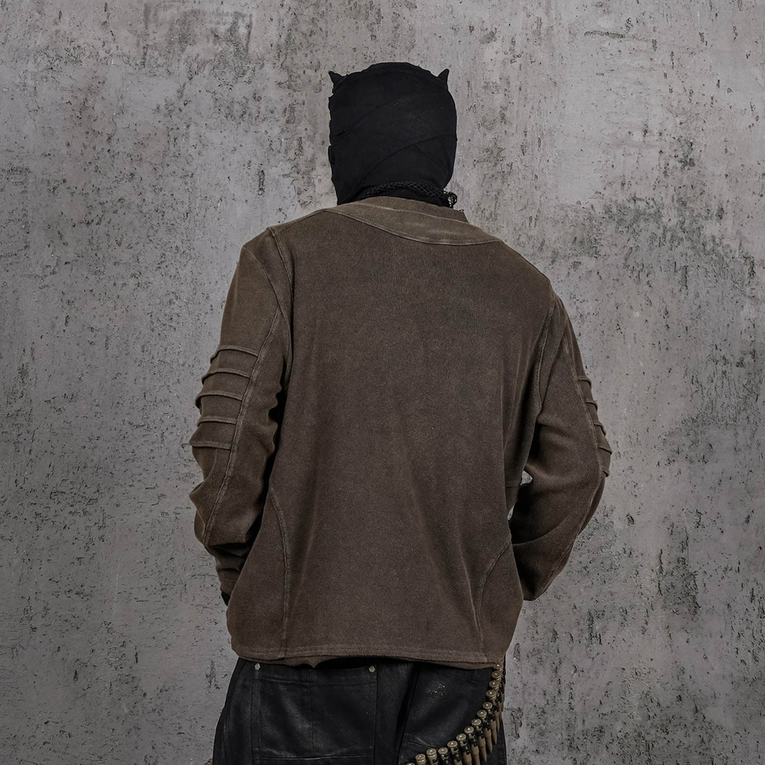 UNDERWATER Distressed Deconstructed Light Sweatshirt Brown-L/S Tee-S-Free Shipping Leatheretro