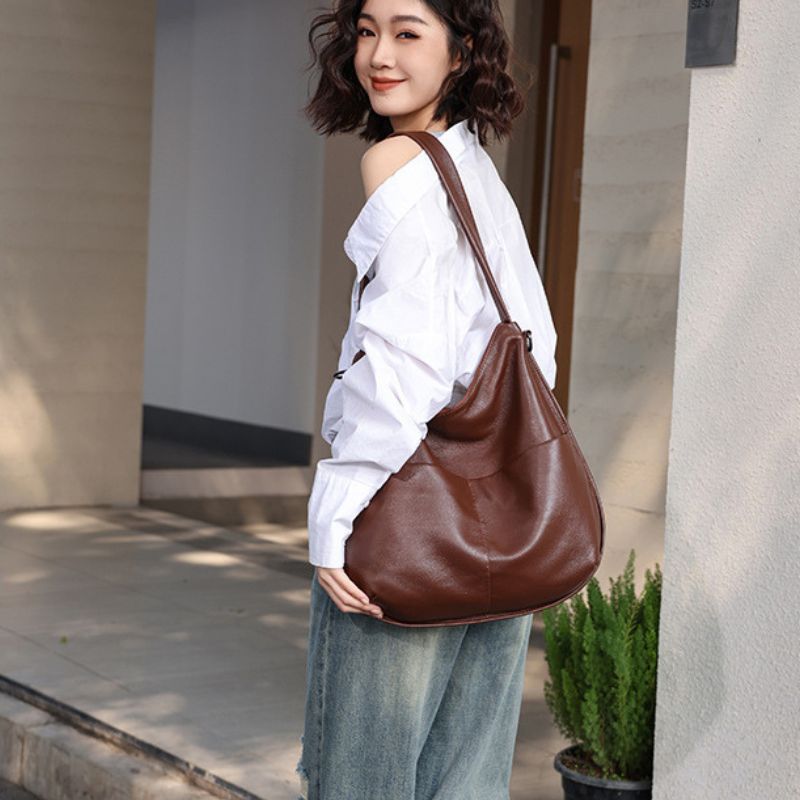 Korean Casual Large Capacity Women's Shoulder Bag-Handbags-Brown-Free Shipping Leatheretro