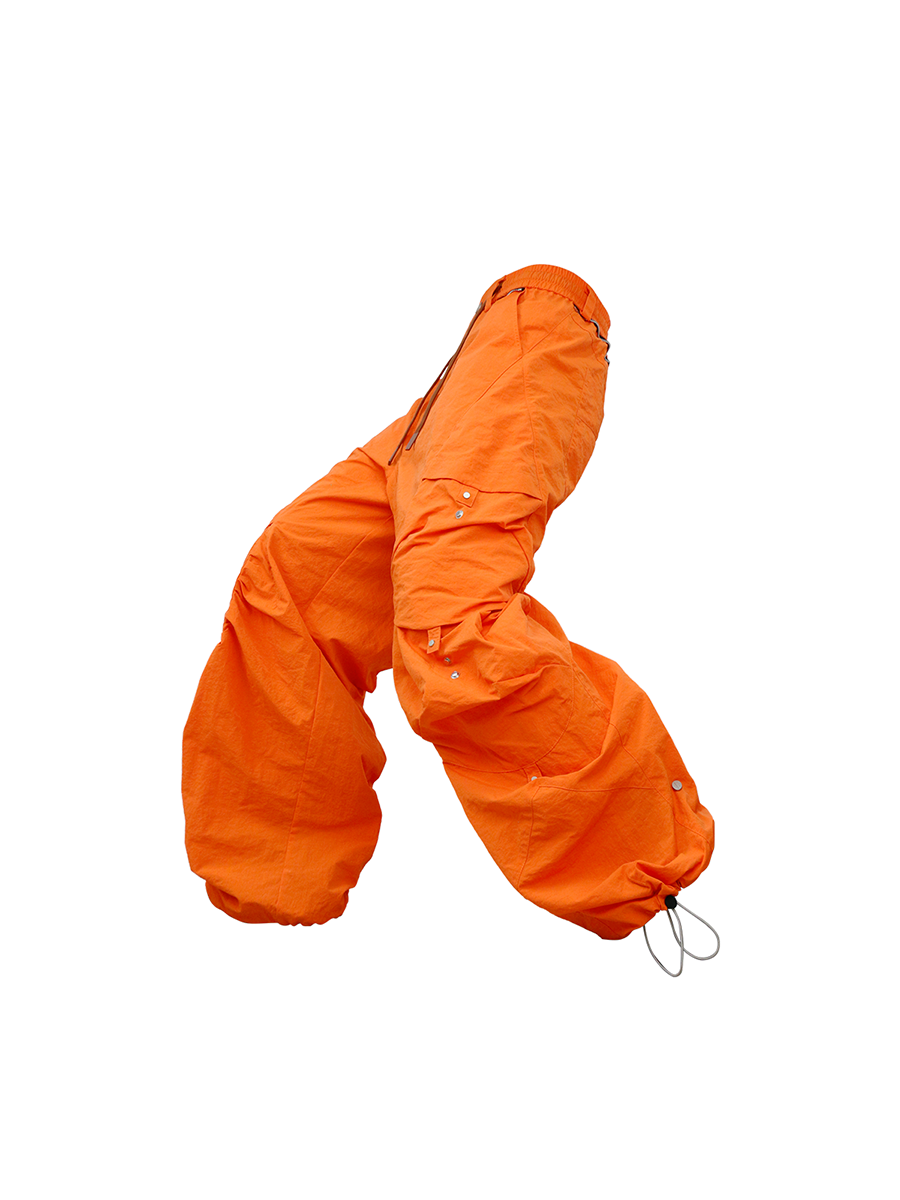 RELABEL Waterproof Nylon Drawstring Oversized Cargo Orange-Pants-XS (Preorder)-Free Shipping Leatheretro