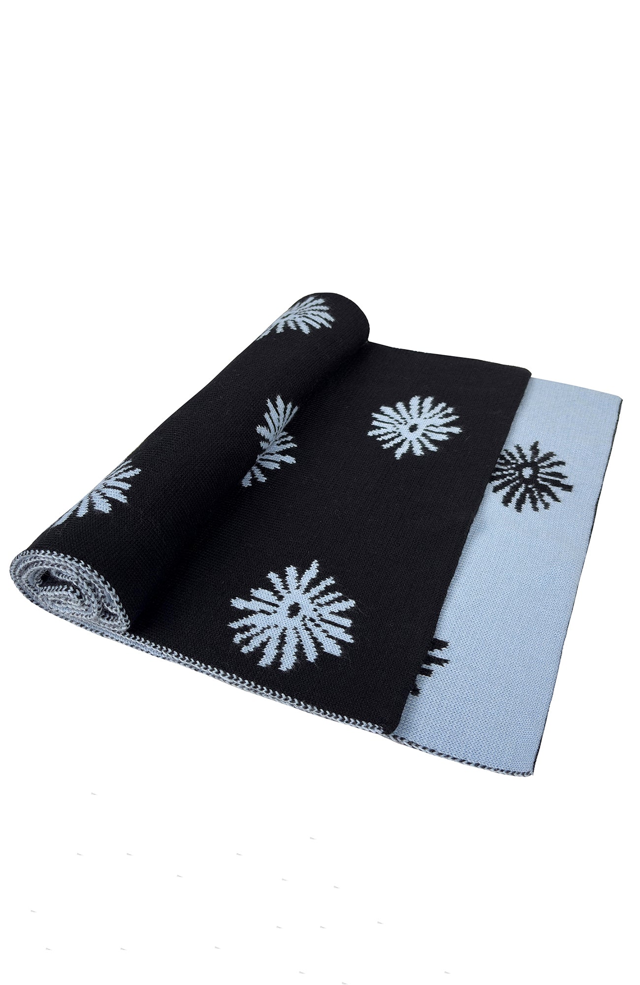 MIICHOUS Snowflake Jacquard Reversible Wool-Blend Scarf-Black-Free Shipping Leatheretro