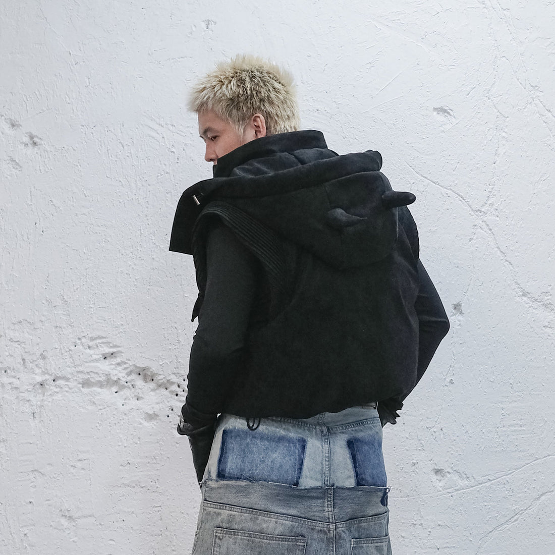 UNDERWATER Demon Horned Detachable Hood Down Vest-Vest-S (Preorder)-Free Shipping Leatheretro