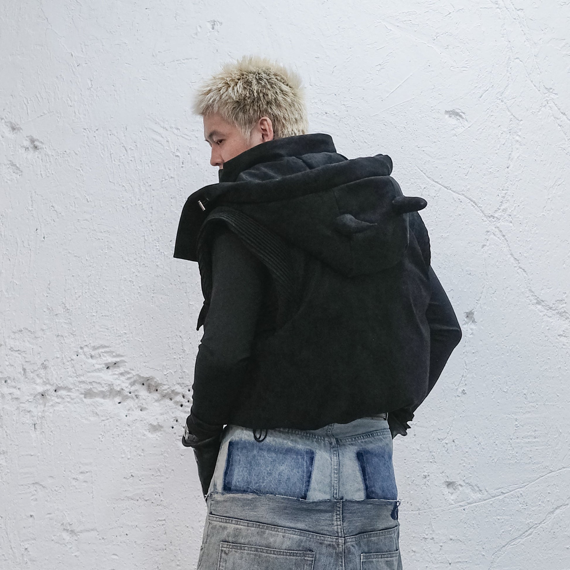 UNDERWATER Demon Horned Detachable Hood Down Vest-Vest-S (Preorder)-Free Shipping Leatheretro