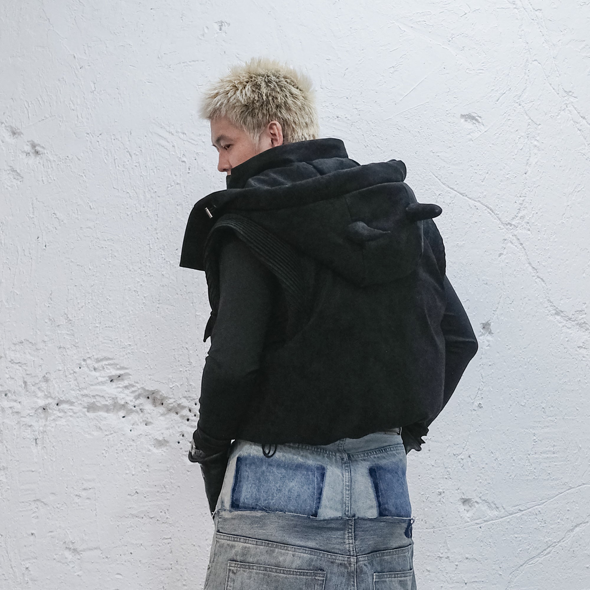 UNDERWATER Demon Horned Detachable Hood Down Vest-Vest-S (Preorder)-Free Shipping Leatheretro