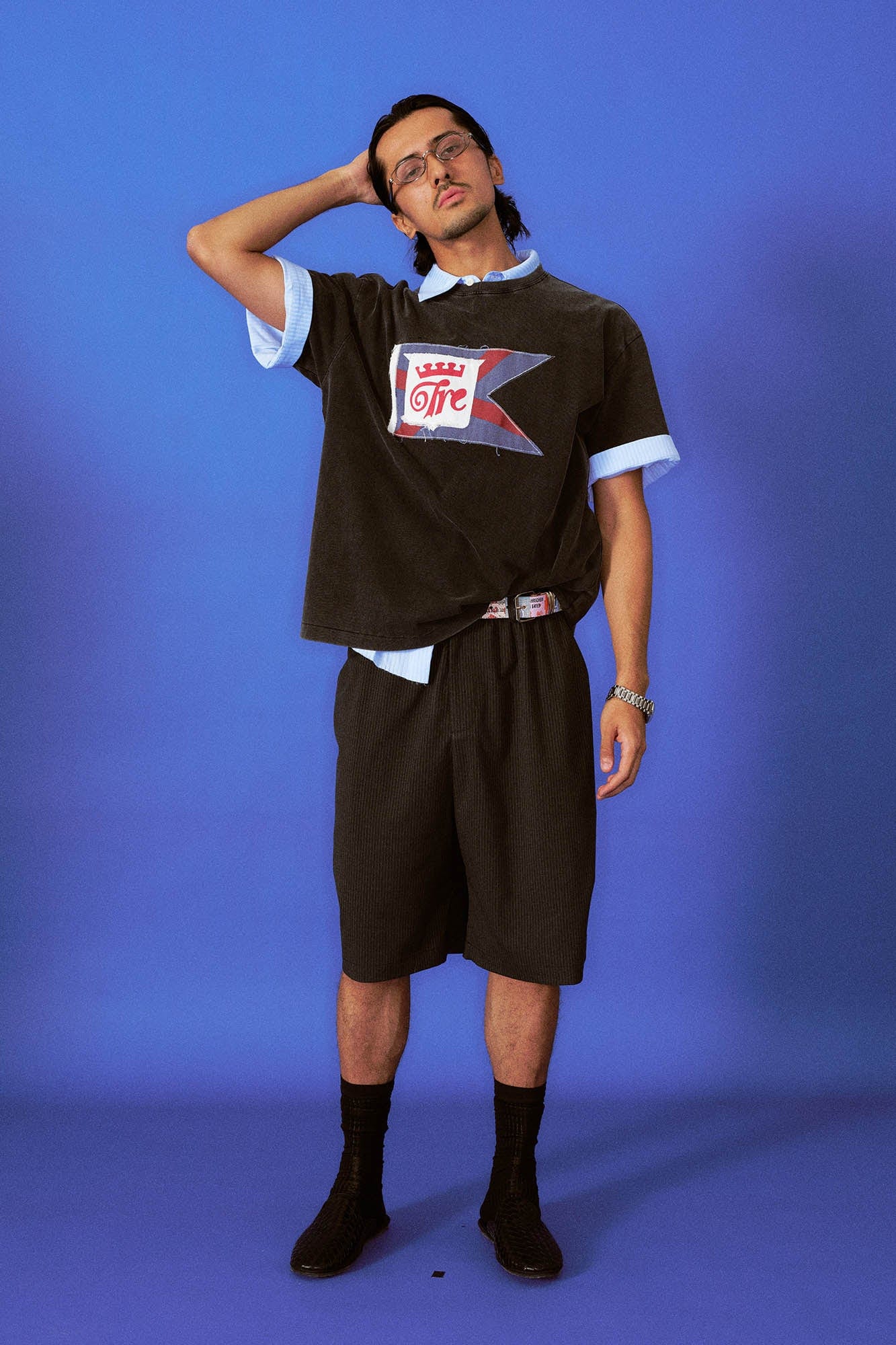 TRECLUB Frayed Patch Flag Washed T-Shirt-T Shirt-S-Free Shipping Leatheretro