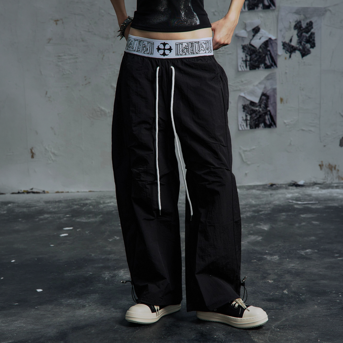 PAIKI Double-Waist Parachute Curved Pants-Pants-S / 28"-Gray-Free Shipping Leatheretro