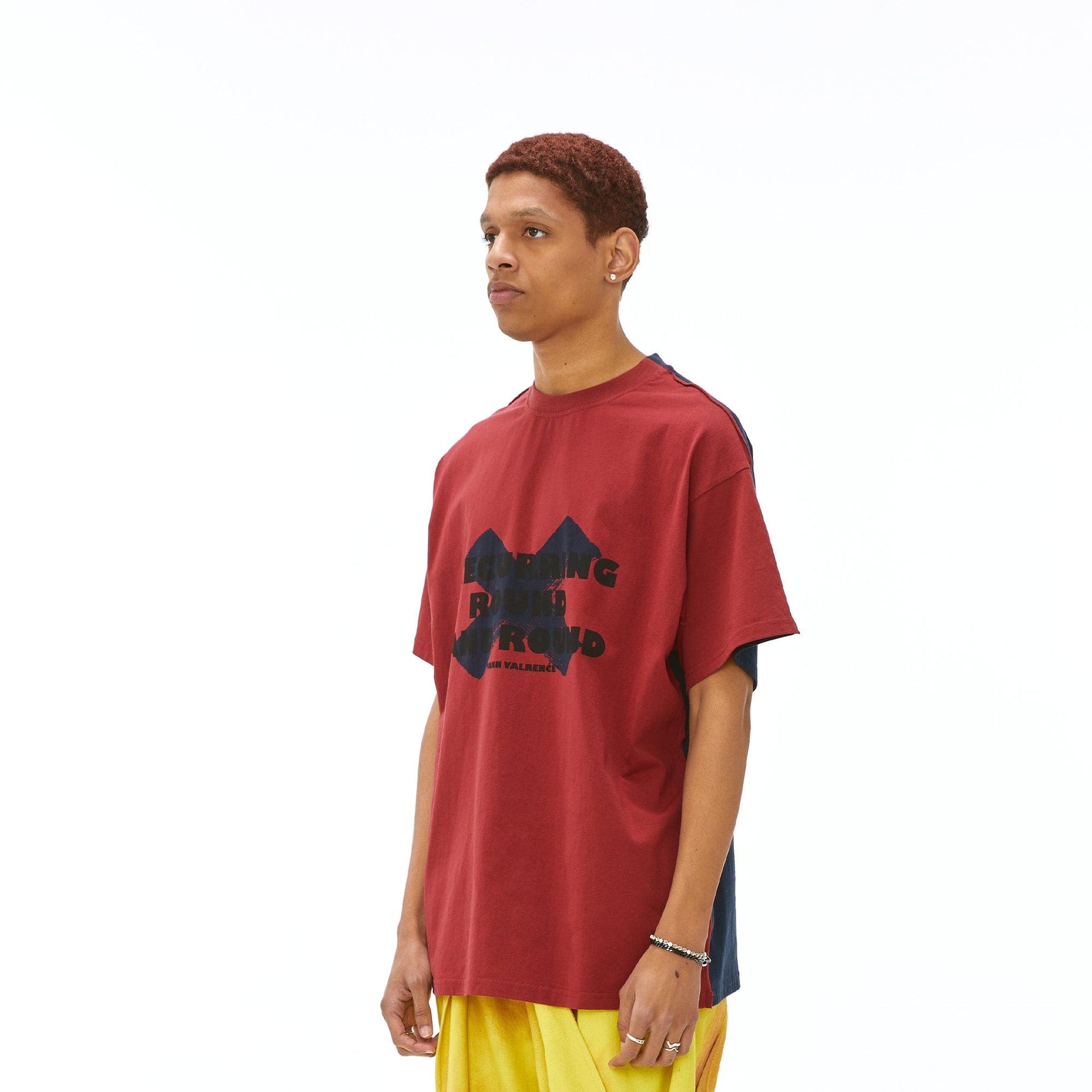 VANN VALRENCE Contrast Split Graphic T-Shirt-T Shirt-S-Free Shipping Leatheretro