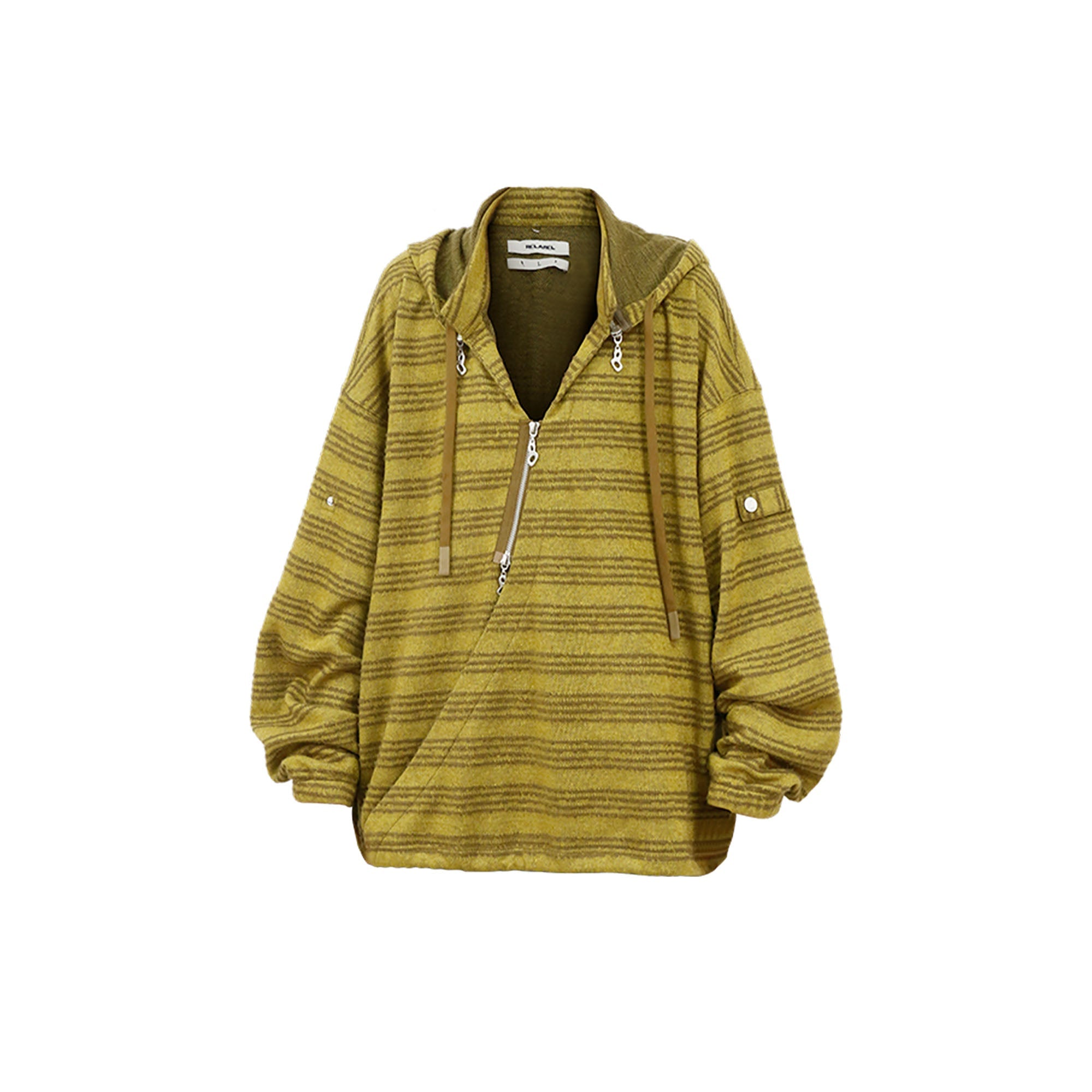 RELABEL Striped Asym Half-Zip Knit Hoodie-Hoodie-XS (Preorder)-Free Shipping Leatheretro