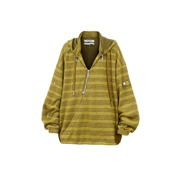 RELABEL Striped Asym Half-Zip Knit Hoodie-Hoodie-XS (Preorder)-Free Shipping Leatheretro