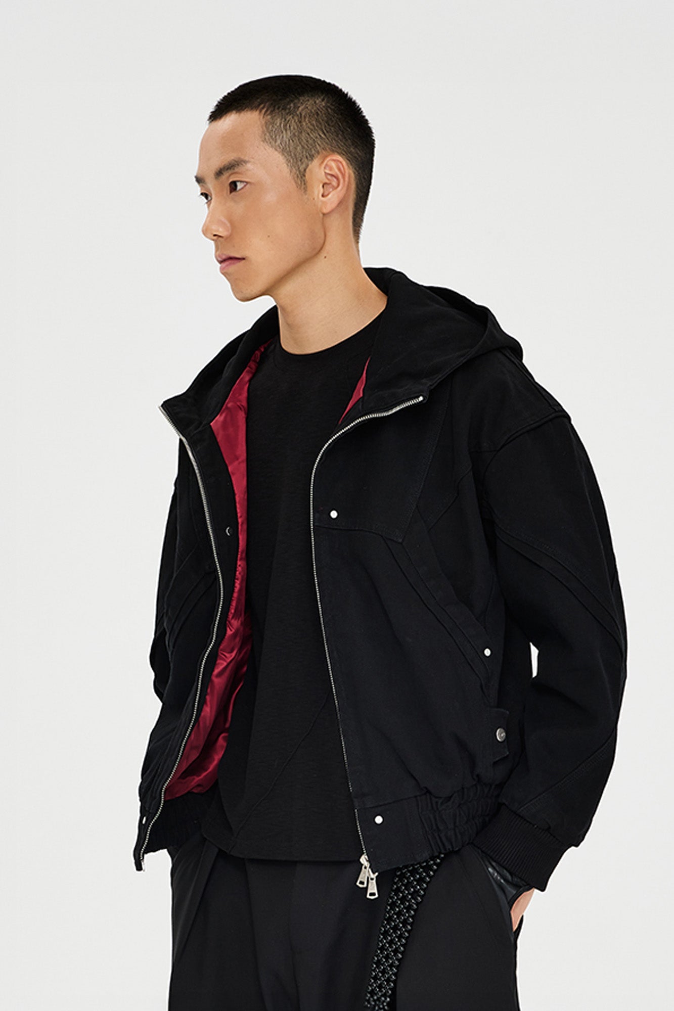 CATSSTAC Structured Panel Studded Hooded Jacket-Jacket-M-Black-Free Shipping Leatheretro