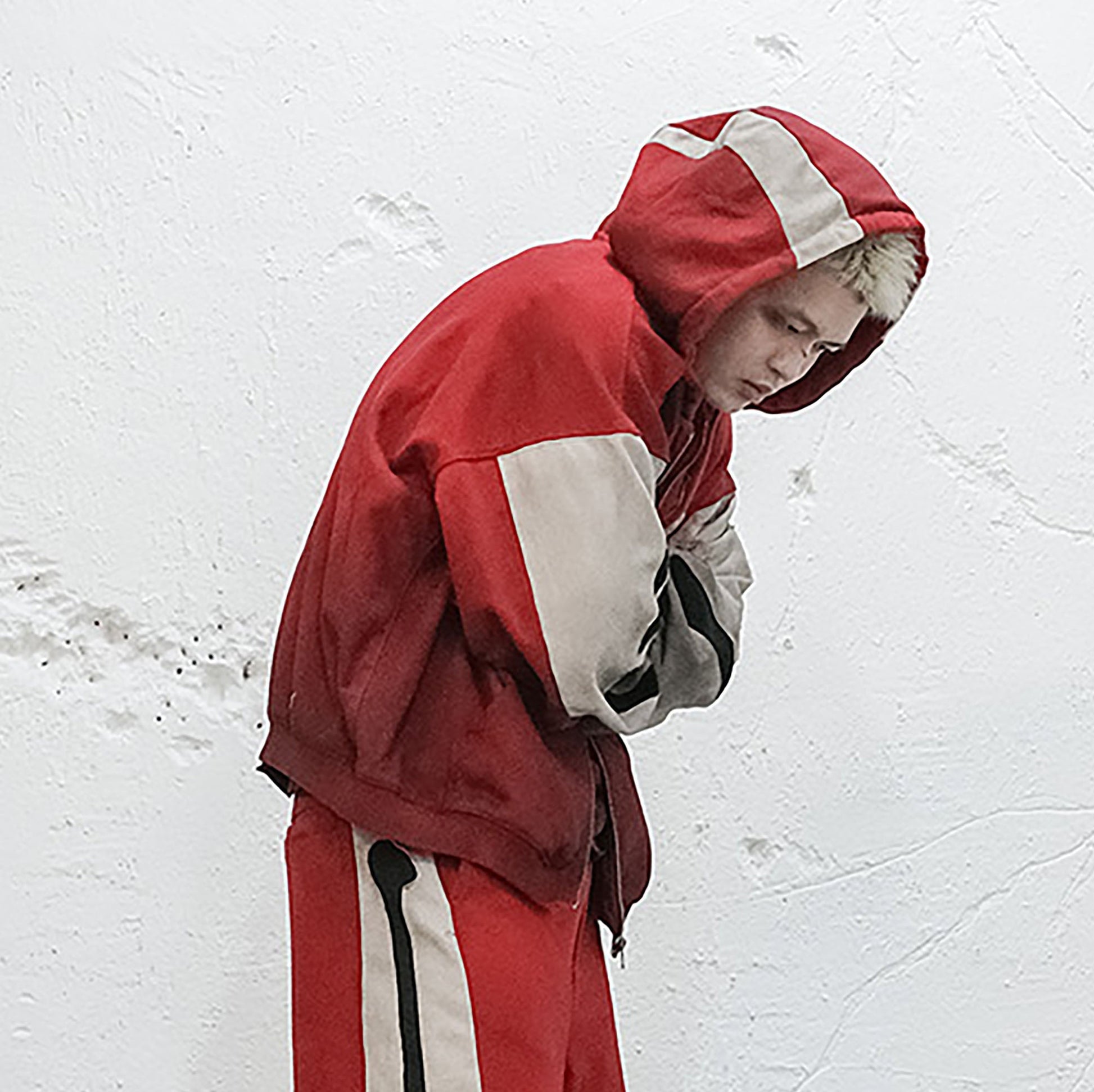 UNDERWATER Skeleton Distressed Contrast Panel Hooded Jacket-Jacket-S-Free Shipping Leatheretro