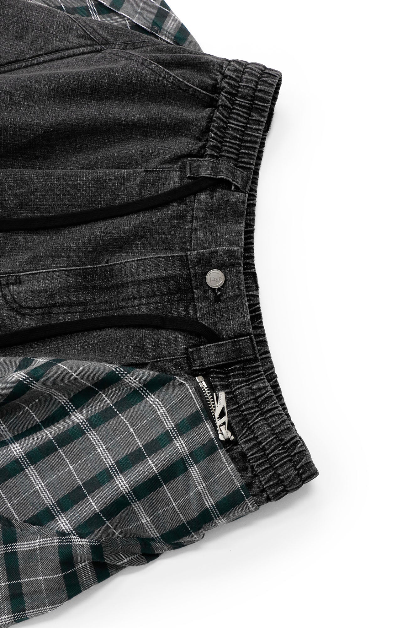 RELABEL Detachable Plaid Drape Oversized Denim Shorts-Shorts-XS-Free Shipping Leatheretro