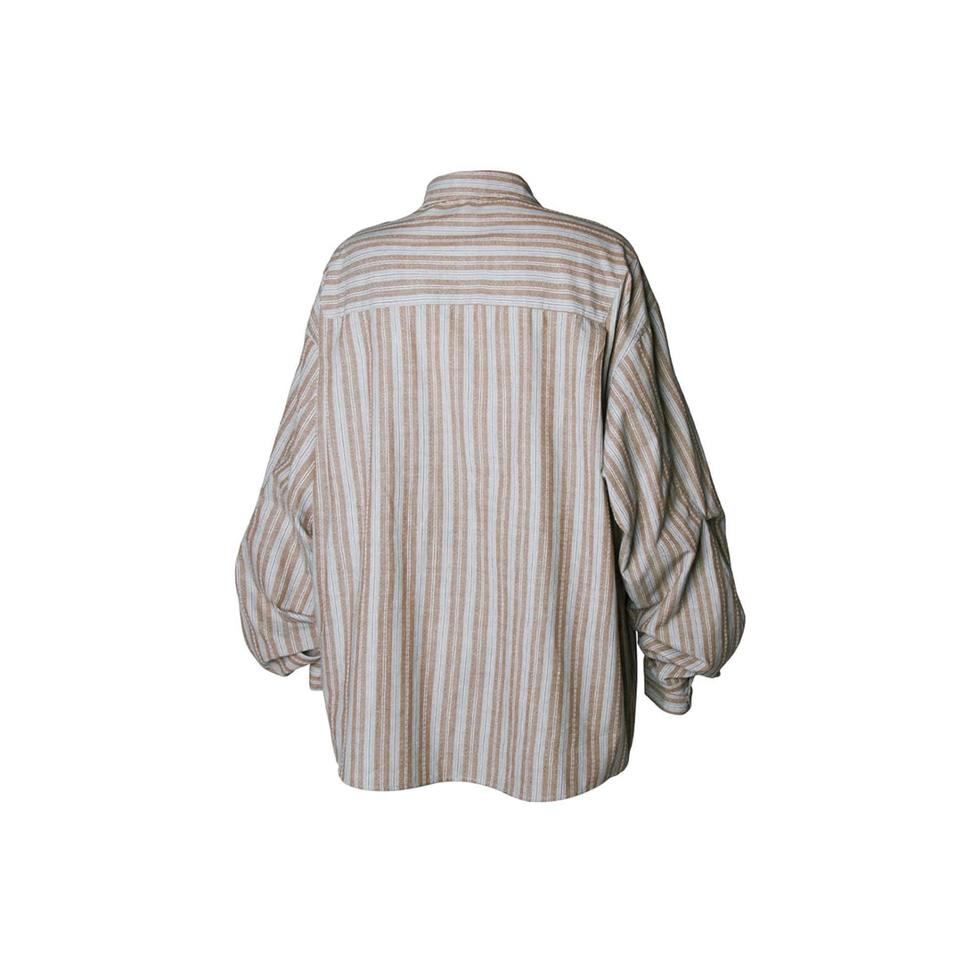 RELABEL Stripe Button-Up Oversized Shirt Brown-Shirt-XS-Free Shipping Leatheretro