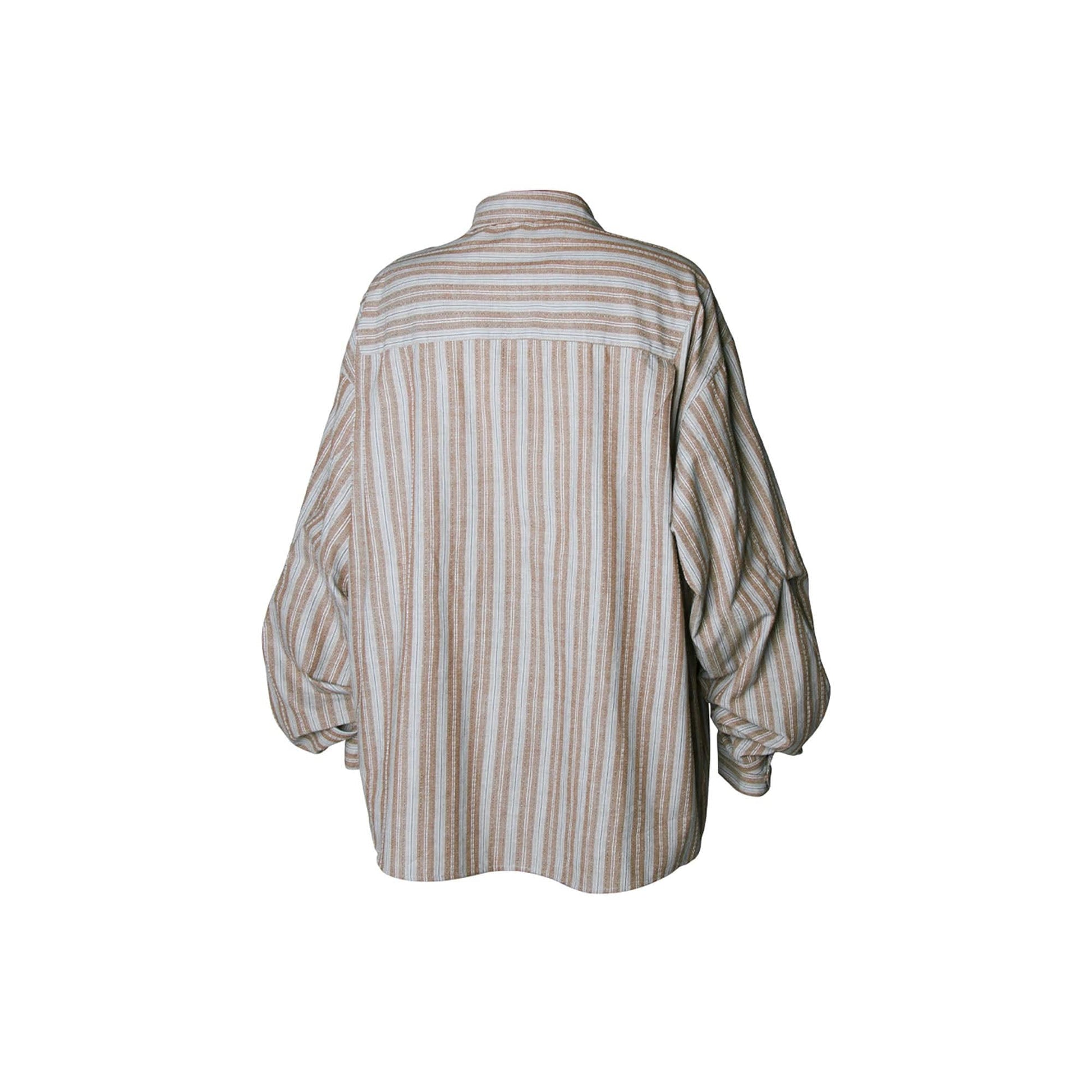 RELABEL Stripe Button-Up Oversized Shirt Brown-Shirt-XS-Free Shipping Leatheretro