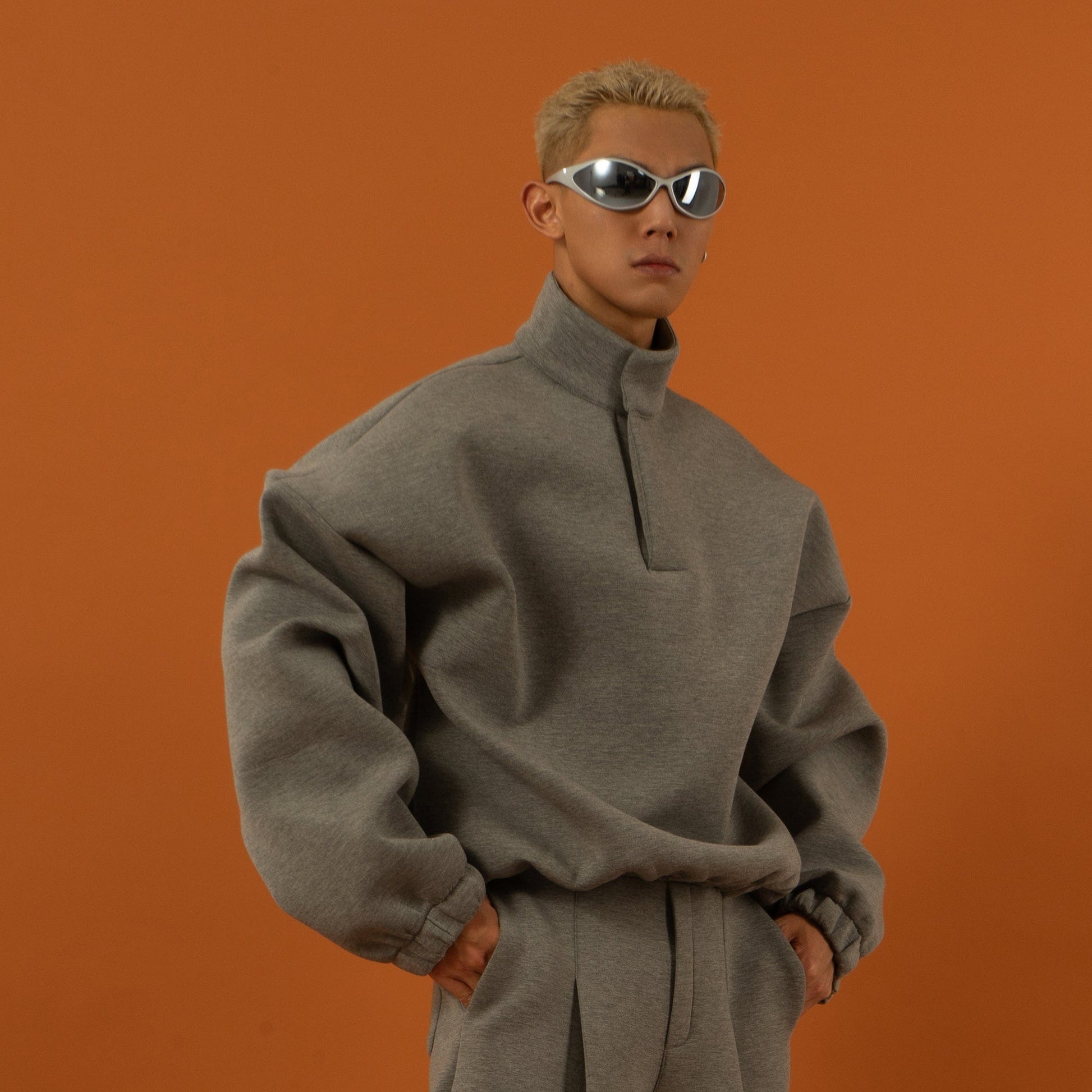 CLP The Astronaut Mockneck Sweatshirt-Sweatshirt-Gray-M-Free Shipping Leatheretro